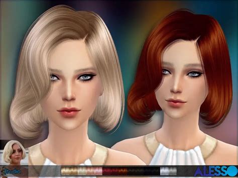 The Sims Resource Studio Retro Bob Hairstyle By Alesso Sims 4 Hairs