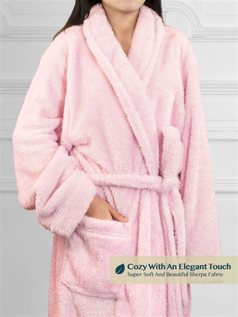 Womens Ladies Fluffy Robe Soft Fleece Luxe Plush Warm Sherpa Night Spa Bathrobe Ebay