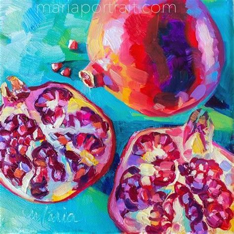 Daily Paintworks Prosperous Pomegranate Original Fine Art For