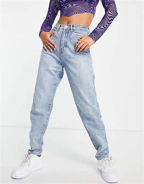 Missguided Riot Mom Jeans In Stonewash Blue Asos