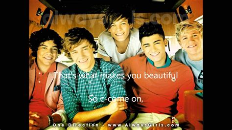 What Makes You Beautiful One Direction With Lyrics Youtube