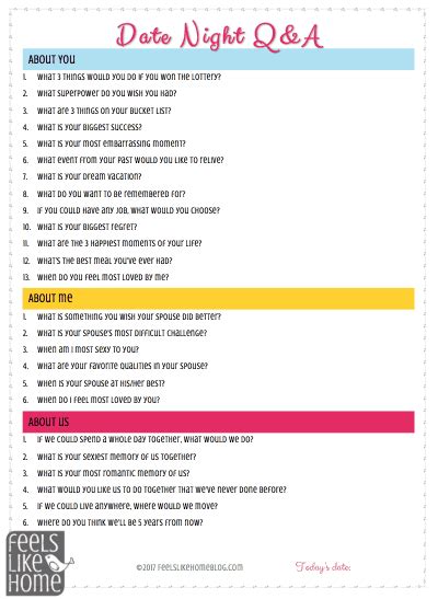 Date Night Questions Conversation Starters For Married Couples