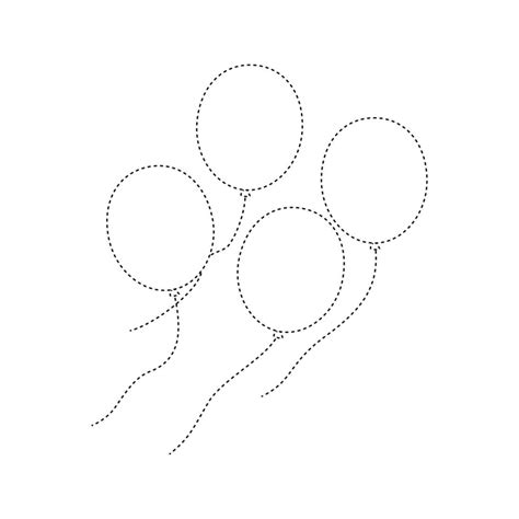 Balloon Tracing Worksheet For Kids 9460455 Vector Art At Vecteezy