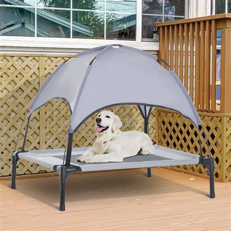 Pawhut Elevated Portable Dog Cot Cooling Pet Bed With Uv Protection