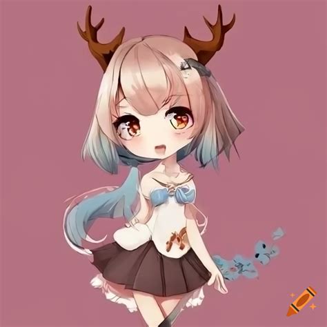Chibi Anime Girl With Deer Features On Craiyon