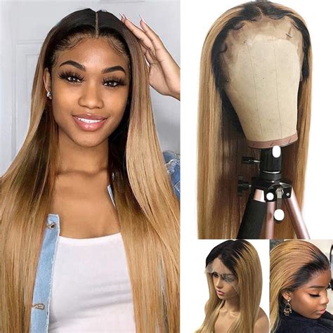 Honey Blonde Wig With Dark Roots Blonde Wigs Lace Frontal Hair