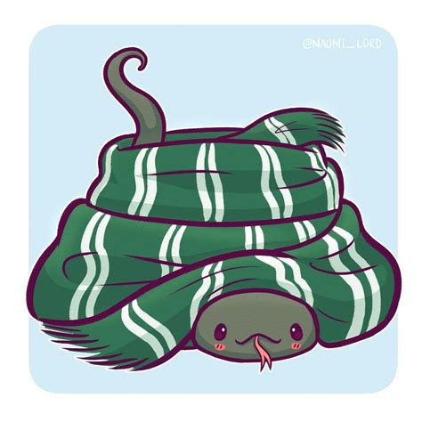 Nagini In A Slytherin Scarf Im A Big Fan Of Drawing Cute Danger