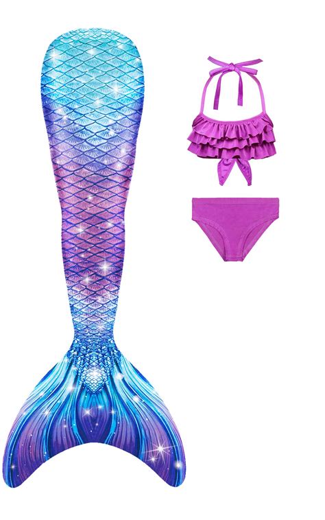 Mermaid Tails For Swimming Girls Swimsuit Princess Bikini Bathing Suit Set Size Small