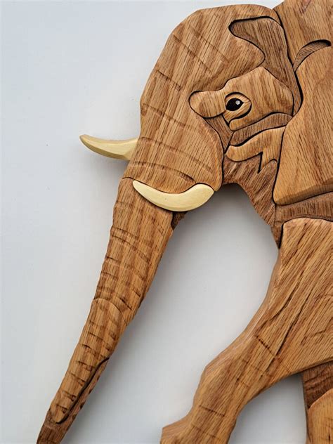 Elephant Wood Intarsia Wall Hanging Handcrafted Scroll Saw Art Etsy