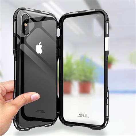 Magnetic Metal Case For Iphone Xs Max Case Aluminum Metal Bumper Clear