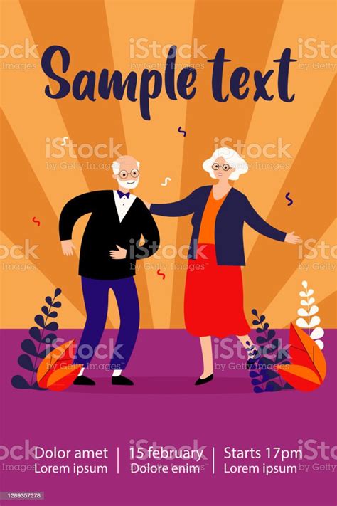 Active Funny Old Couple Dancing At Party Stock Illustration Download