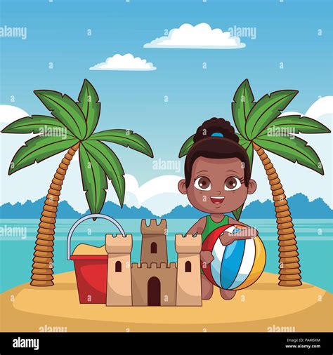 Kid And Beach Cute Cartoons Stock Vector Image And Art Alamy