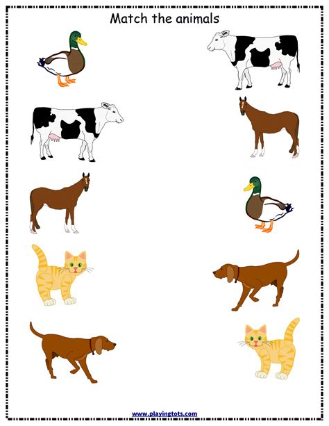 Free Animals Matching Printable Worksheet For Toddler Atividades De