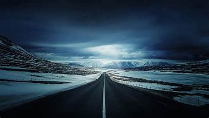 Sky Snow Open Road Mountains Cold Alone