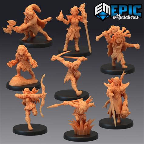 3d Printable Elves And Goblins Set Forest Encounter Collection Pre Supported By Epic Miniatures