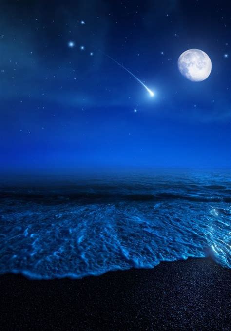 Shooting Star Ocean Magic Ocean At Night Beautiful Moon