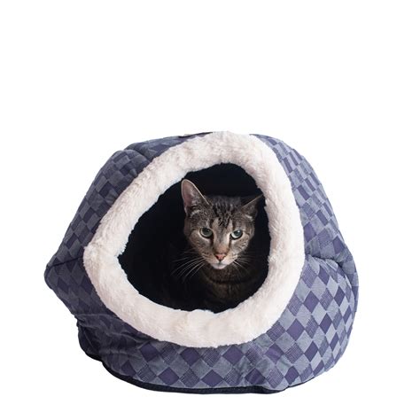 Armarkat Blue Checkered Model C44 Cat Bed 19 L X 16 W X 12 H Petco