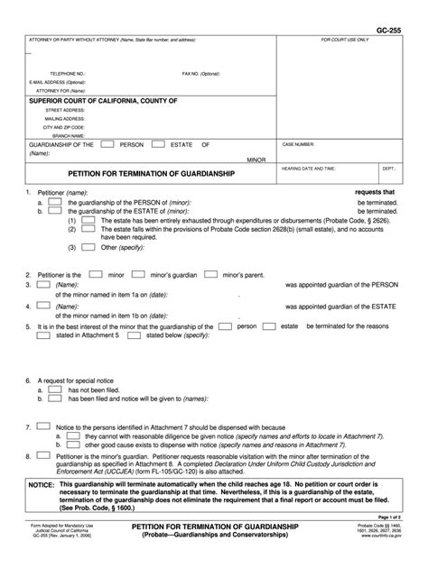 California Petition Termination Fill Online Printable Fillable