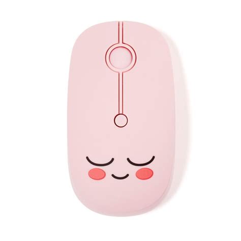 A Pink Computer Mouse With Eyes Closed
