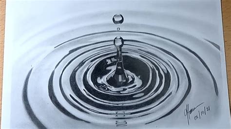 Water Ripple Effect Realistic Drawing How To Draw Using Graphite Pencil And Vellum Paper Youtube