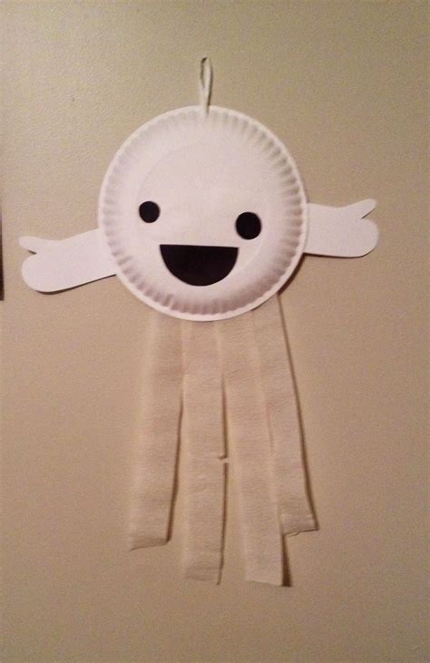 Paper Plate Ghost Preschool Halloween Craft Completed