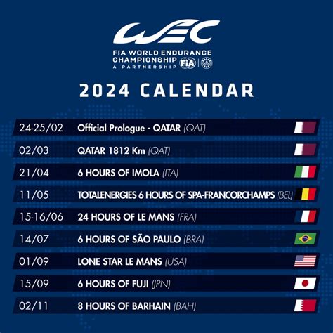 WEC 2024 Calendar Expands To 8 Races