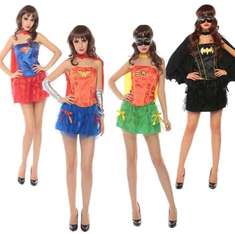 2018 Marvels The Avengers Sexy Women Superwoman Batman Hero Fancy Dress Costume Halloween Adult
