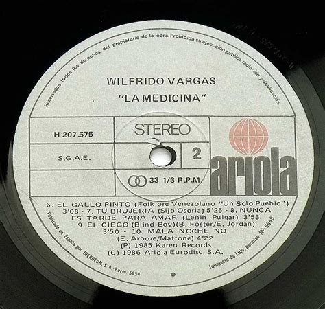 Wilfrido Vargas La Medicina Dominican Merengue 12 Lp Vinyl Album Cover