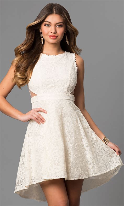 Short High Low Lace Graduation Dress With Cut Outs