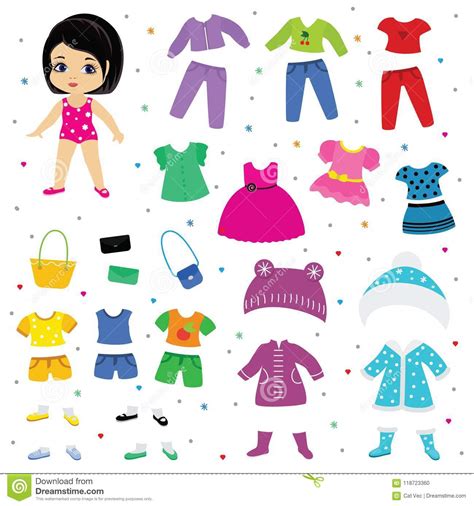 Paper Doll Vector Dress Up Or Clothing Beautiful Girl With Fashion