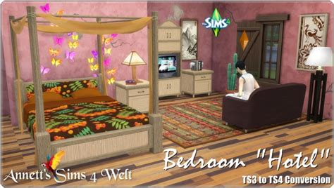 Hotel Bedroom Ts3 To Ts4 Conversion At Annetts Sims 4 Welt Sims 4