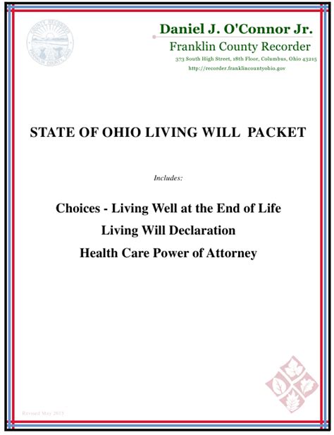 Ohio State Of Ohio Living Will Packet Download Printable Pdf