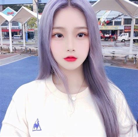 Ulzzang Girl Purple Hair Cute Korean Girl Girl With Purple Hair