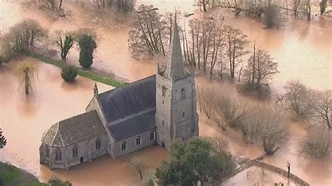 Storm Dennis Aerials Show Extent Of Floods As River Wye Reaches Record