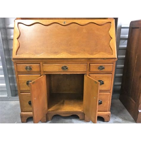 Vintage danish midcentury teak secretary desk by gunnar nielsen tibergaard. Vintage Solid Wood Secretary Desk With Hutch | Chairish
