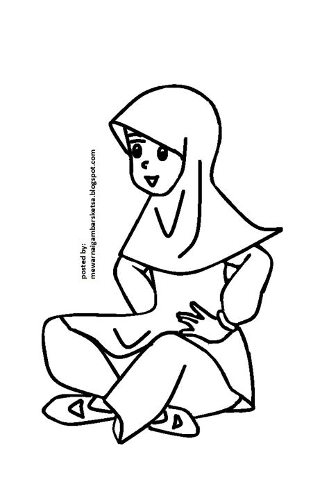 Mewarnai Gambar Mewarnai Gambar Sketsa Kartun Anak Muslimah 88