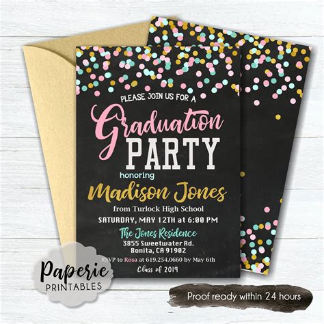 Confetti Graduation Party Invitation Graduation Ceremony Invitation