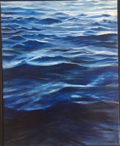 Deep Blue Ocean Water Original Oil Painting Water Study Art Etsy