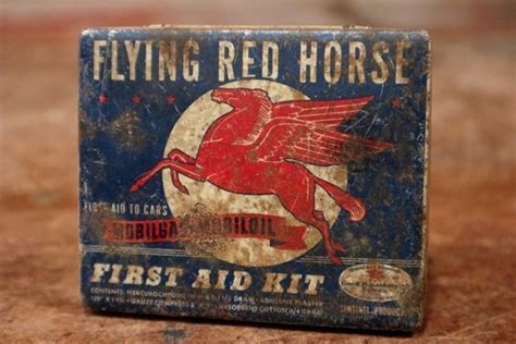 Dp 200301 70 Mobiloil Flying Red Horse 1940s First Aid Kit Case