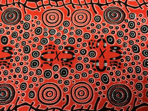 Australian Aboriginal Fabric Fire Dreaming Red