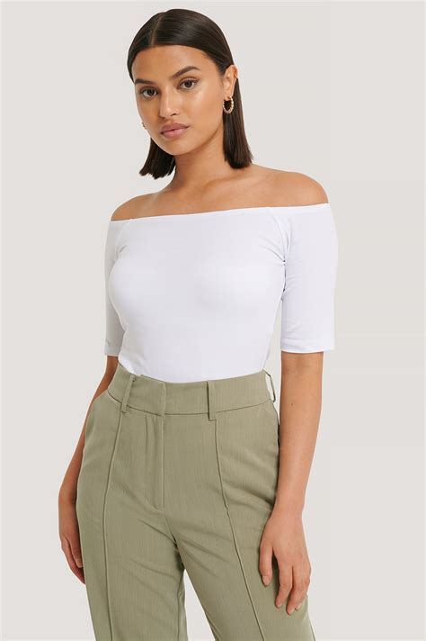 Short Sleeve Off Shoulder Top White Na Kd