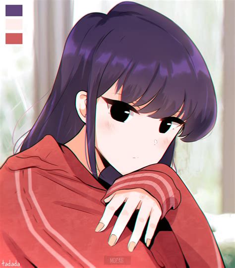 Komi San Wa Comyushou Desu Long Hair Black Hair Red Sweater