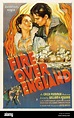 FIRE OVER ENGLAND, Flora Robson, Laurence Olivier, 1937, poster art ...