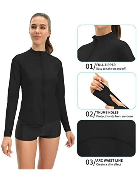 Buy Joyspels Womens Rash Guard Long Sleeve Zip Front Sun Protection