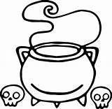 Cauldron Witch Coloring Halloween Drawing Wecoloringpage Anime Cute sketch template