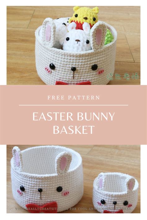 Super Easy Crochet Easter Bunny Basket For Beginner Free Pattern