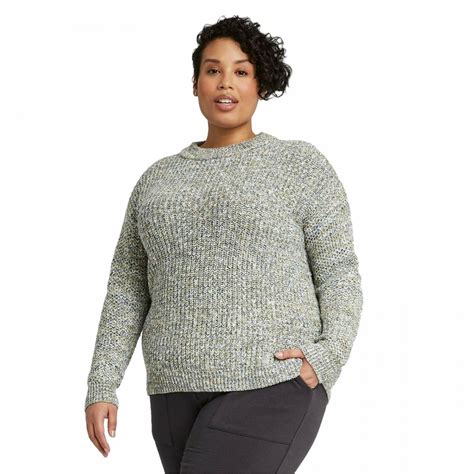 Ava And Viv Womens Plus Size Crewneck Multi Texture Pullover Sweater