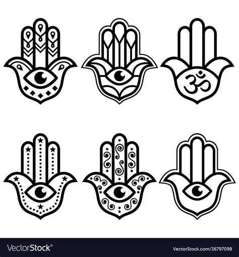 Hamsa Hand With Evil Eye Simple Minimalist Design Vector Image