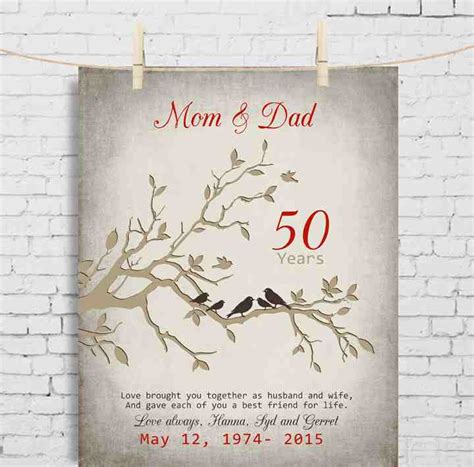 The unique poster has gold birds and can be customized with the bride and groom's names, wedding date, and desired phrase. 50Th Wedding Anniversary Gifts For Parents - Wedding and ...