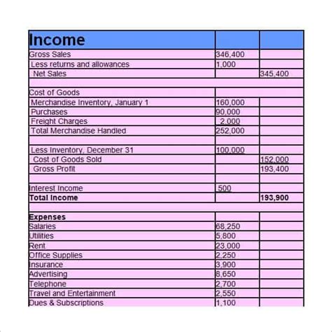 6 Free Income Statement Templates Word Excel Sheet Pdf